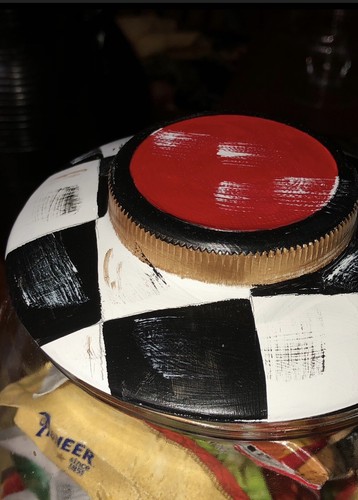 Bartlett Collins Glass Hand Painted Cookie Jar Lid Black Red And White - Picture 5 of 7