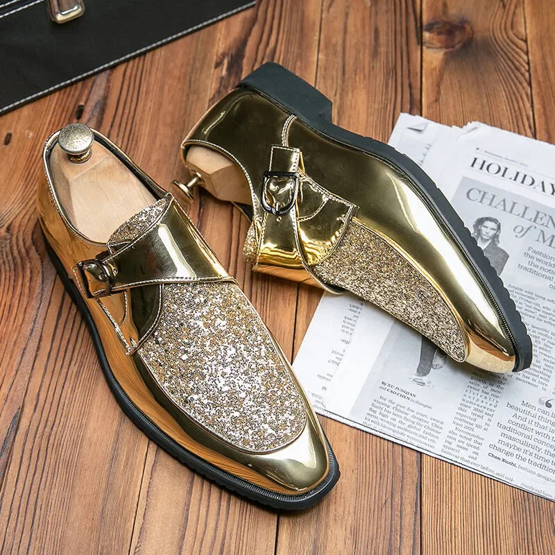 Shoes Men Man Men's Dress Patent Leather Mens Gold Moccasins