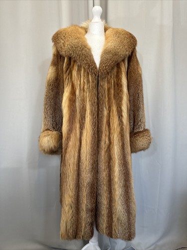 Real Fur Red Arctic Fox Long Vintage Cuff Luxury Beautiful Coat M L FR299 - Picture 9 of 23