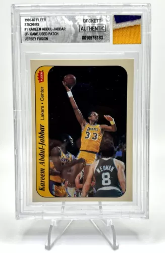 Jersey Fusion Beckett 1986-87 Fleer #1 Kareem Abdul Jabbar Tri-Color Patch