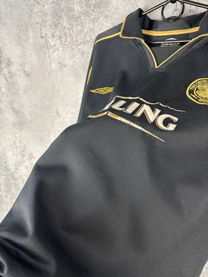 Celtic FC 2003/04 Away Shirt Umbro Black Gold Carling XL