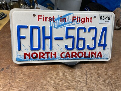 License Plate Vintage North Carolina NC  First In Flight  FDH 5634 2019 Rustic