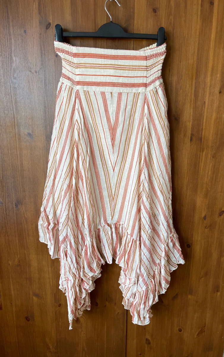 NEW - FREE PEOPLE GISELLE MIDI SKIRT Asymmetric Fishtail Hem Striped S / UK  8-10 | eBay
