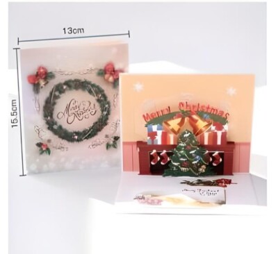 NEW! MERRY CHRISTMAS 3D Pop Up Holiday Greeting Paper Card Christmas FAST SHIP!