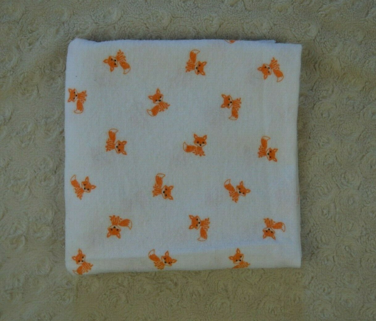Orange White Fox Print Baby Receiving Blanket Flannel Foxes Security Lovey