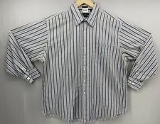 Van Heusen Men's Shirt Sz XL 17-17.5 Buttons Up Blue Brown Long Sleeve NO IRON