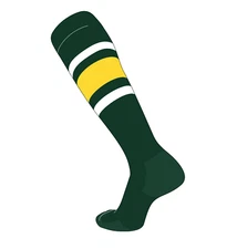 TCK Elite Baseball Football Knee High Striped Socks (E) Dk Green, White, Bright