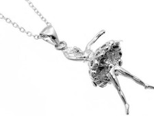 Ballerina Necklace Silver Plated Crystal Dance Teacher Ballet Dancer Tutu
