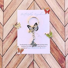 Butterfly Keychain Bag Charm With Rhinestones Customized With Letter Initial