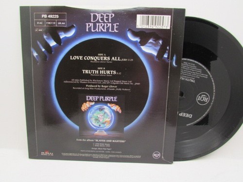 DEEP PURPLE Love Conquers All / Truth Hurts 1990 7" Single UK Import RCA 49225 - Picture 2 of 2
