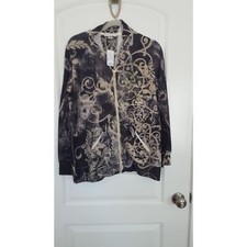 Christopher Banks NWT Zip Cardigan w/Ties, bedazzled, graffiti print, size M