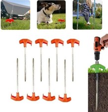 4PCS 8" Screw in Tent Stakes  Ground Anchors Screw, Screw in Tent Stakes