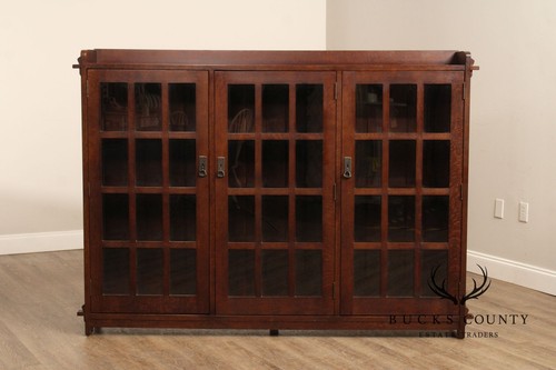 Stickley Mission Collection Oak Three Door Bookcase - Picture 12 of 19