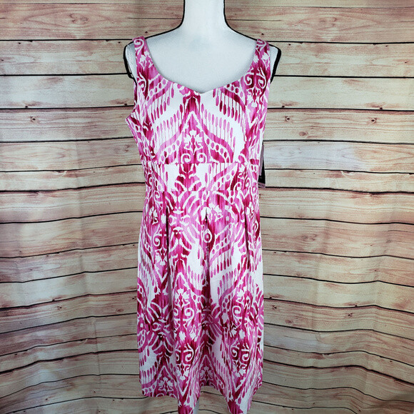 open lace back dress Ikat in Pink Shift Dress 3-4