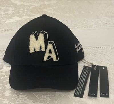 Amiri Chenille MA Patch Canvas Hat ' Back and White color '