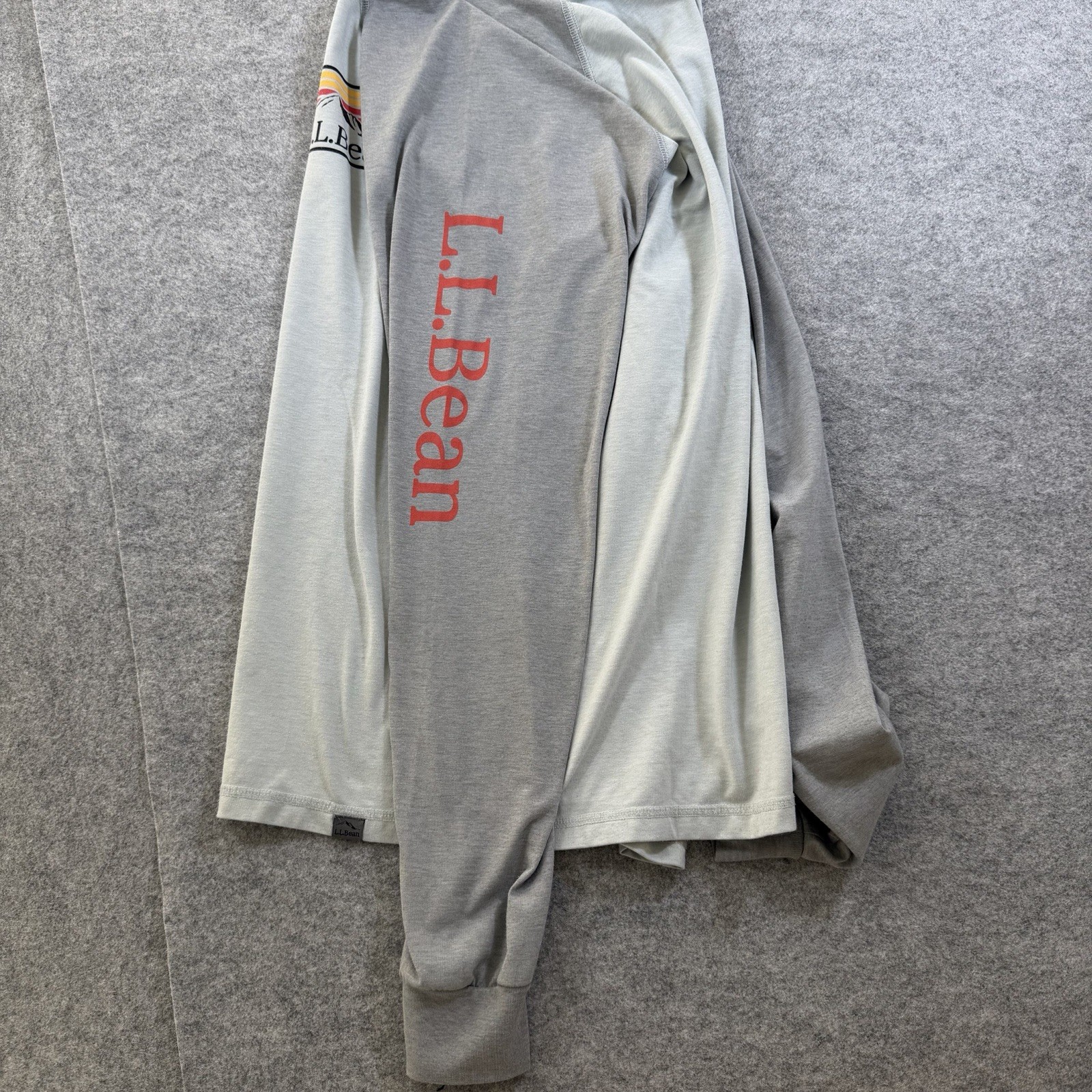 L.L.Bean Long Sleeve Tee Mens M Bean Spellout Sleeve Logo Slightly Fitted Soft thumbnail 3