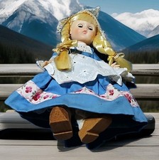 VTG Collectible Souvenir Dutch Doll Wooden Shoes Holland Celluloid 4"Wx4"Lx11"H