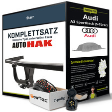 Anhängerkupplung starr für AUDI A3 Sportback (5-Türer) +E-Satz ABE