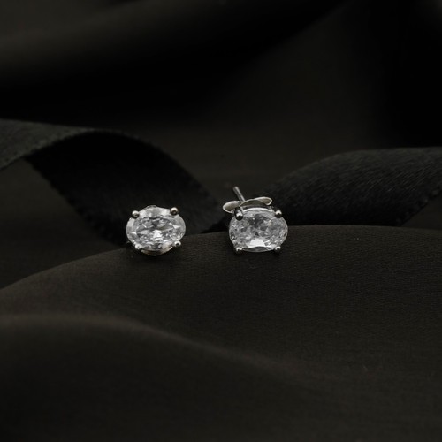 2ct F-G VS IGI Certified Oval Cut Lab Grown Diamond Stud Earring 14k White Gold - Picture 2 of 10
