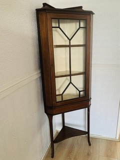 Antique Edwardian Mahogany Corner Display Cabinet Circa 1900