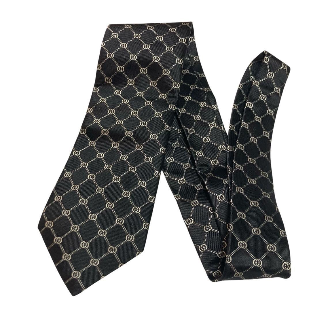 GUCCI Tie black GG pattern interlocking - image 10