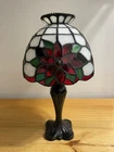 Vintage Partylite Poinsettia Tiffany Style Stained Glass Tea Light Candle Holder