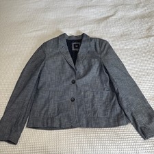 Gap Womens Academy Blazer Jacket Indigo Chambray Lined Size 12 Cotton EUC