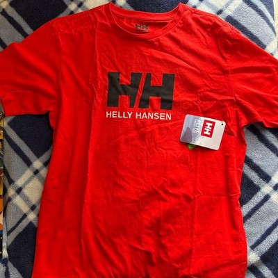 Helly Hansen Logo T-Shirt Red M Cotton Embroidered Authentic