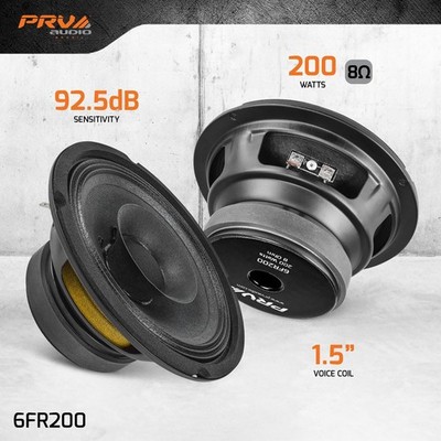 PRV AUDIO 6FR200 6 Inch Full Range Speaker, 8 Ohms, 200 Watts 6