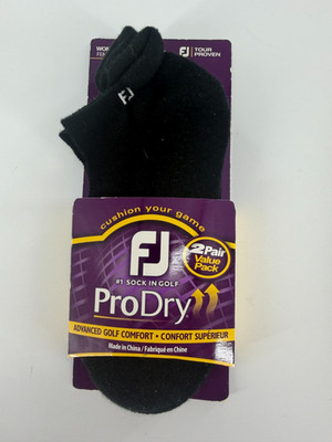 FootJoy ProDry Golf Socks Womens 6-9 Black 2 Pair Value Pack Roll Tab 16858