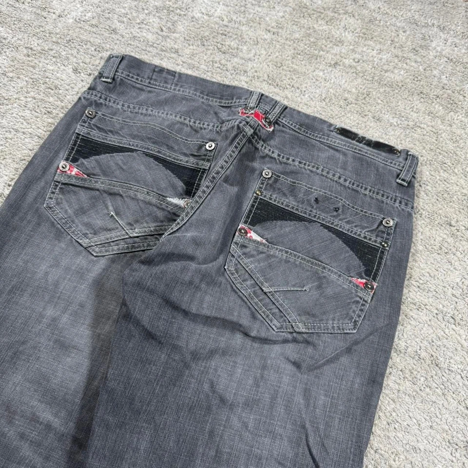 Baggy Wide Leg Y2K 2000’s Loose Fit Parish Nation Black Denim Jeans - Image 3 of 4