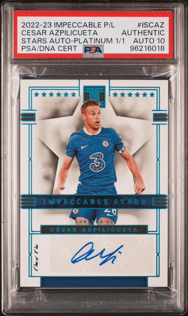 2022-23 PANINI IMPECCABLE PREMIER LEAGUE PLATINUM 1/1 CESAR AZPILICUETA PSA
