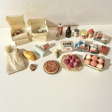 VTG Dollhouse Miniature Food Lot - 25 Pieces - Kellogg's, Coke, Bakery, Fruit