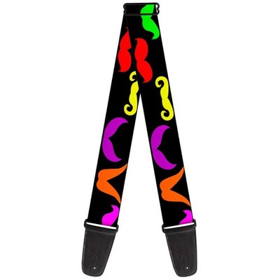 Guitar Strap - Mustaches Black/Multi Color ACC NEW