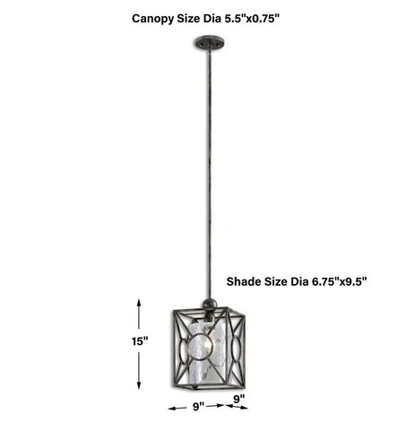 UTTERMOST 21978 ARBELA RUST BLACK CRACKLED GLASS SHADE 1 LIGHT MODERN PENDANT - Picture 2 of 2