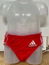 ADIDAS Boys Swim Brief NEW With Tags Red with White Stripe Size 22"