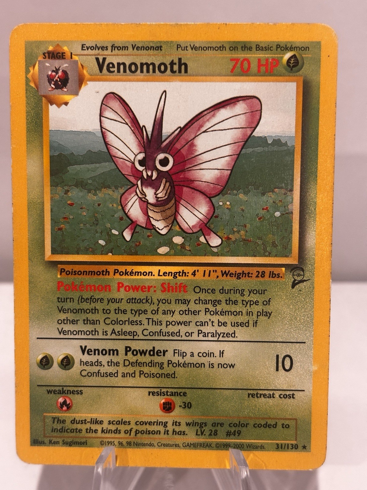 Pokemon  Venomoth Rare Regular 70 HP 31/130 Base Set 2 English