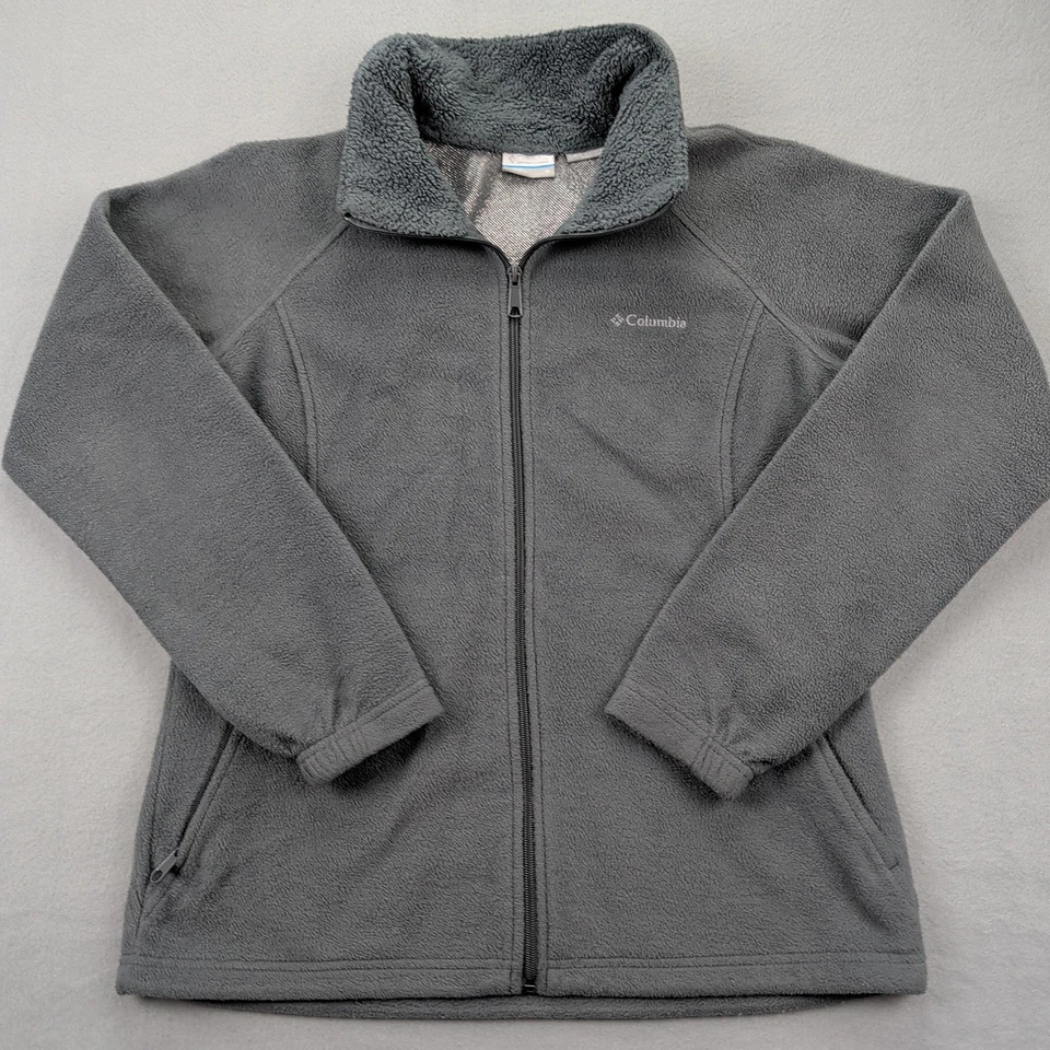 Jaqueta Columbia Feminina Cinza Médio Omni-Heat Zíper Completo Lã Reflexiva Térmica - Imagem 2 de 4
