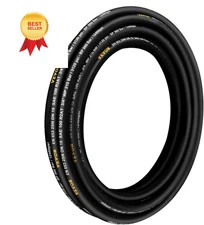 Coiled Rubber Hose - 1/4" x 100 ft, 5800 PSI, 2-Wire Braid, -20C to Black 