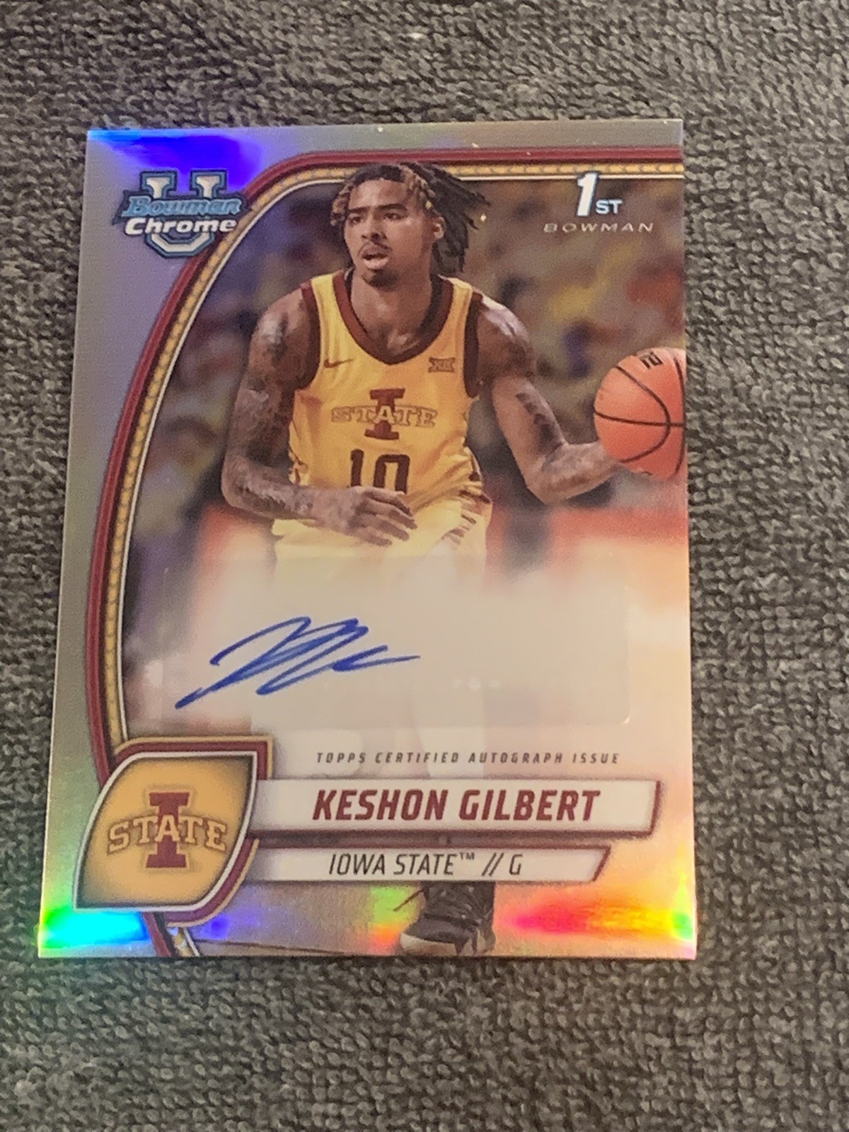 2024-25 Bowman U Chrome Keshon Gilbert Prospect Auto Refractor #45 Iowa State