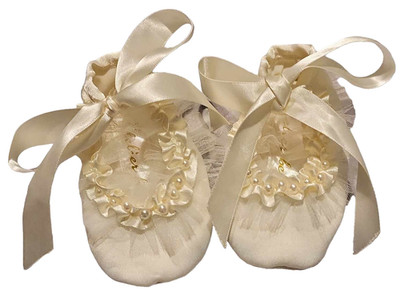 Taufschuhe Baby 17 18 Babyschuhe 11cm 6-9M Taufkleid Schuhe Taufe Ivory Mädchen 