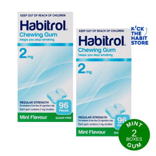 Habitrol Nicotine Gum 2mg Mint 192ct / 2 Boxes   Exp 2027 Fresh