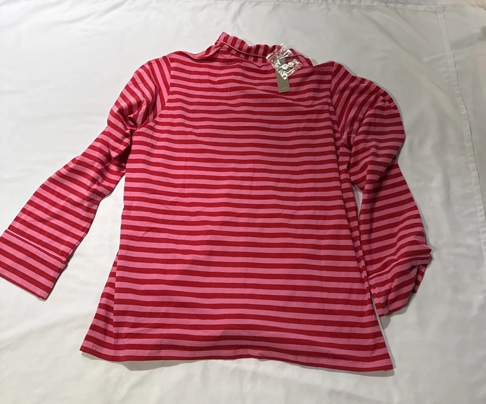 Jcrew 女式红色/粉红色条纹睡衣短裤套装 M 码-全新带标签 — 第 2/4 张图片