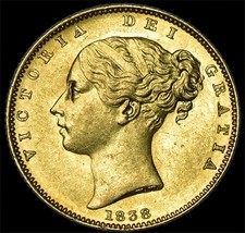 QUEEN VICTORIA 1838 GOLD SOVEREIGN UNC...
