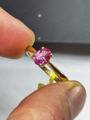 TJC gilded silver and pink sapphire solitaire ring UK size O new with tag