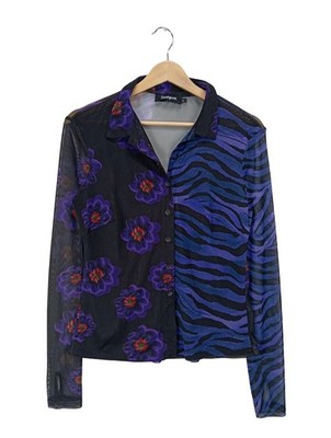 DESIGUAL Hemd-Bluse Damen Bluse Gr. DE 42 blau-schwarz Casual-Look
