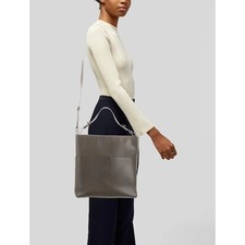 AllSaints Womens Gray Leather Tote Shoulder Bag Minimalist Modern Crossbody