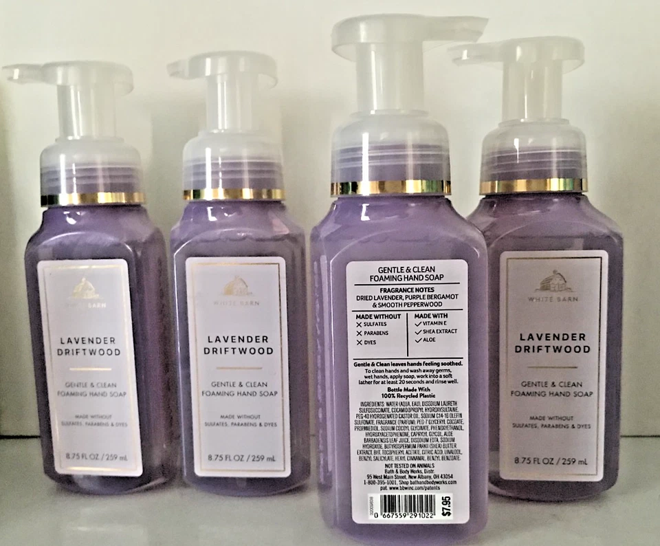 LAVENDER DRIFTWOOD Gentle Clean foam hand soap wash Bath Body Works LOT  SET X 4 - Image 4 of 4