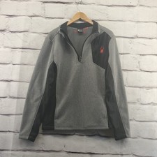 SPYDER Core Sweater Jacket Mens Medium 1/4 Zip Long Sleeve Gray Black