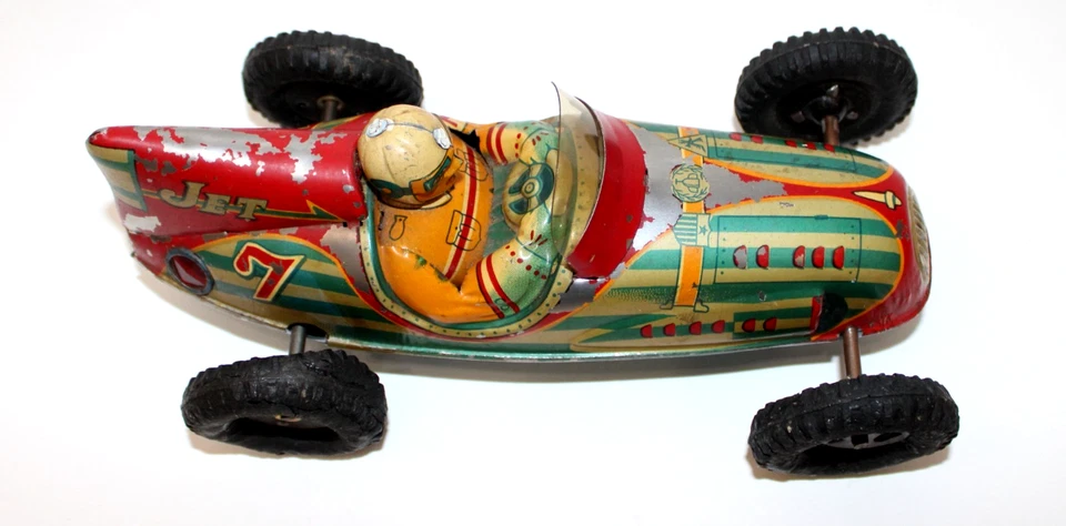 Vintage Marusan Japan Tin Jet Racer Racing Car 8.5" Friction 50s - Image 4 of 4
